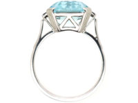 Art Deco 14ct White Gold, Aquamarine & Diamond Ring