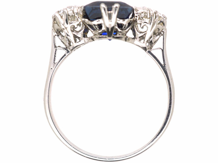 Art Deco Platinum, Sapphire & Diamond Three Stone Ring