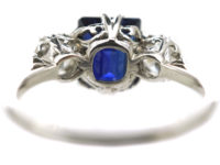 Art Deco Platinum, Sapphire & Diamond Three Stone Ring