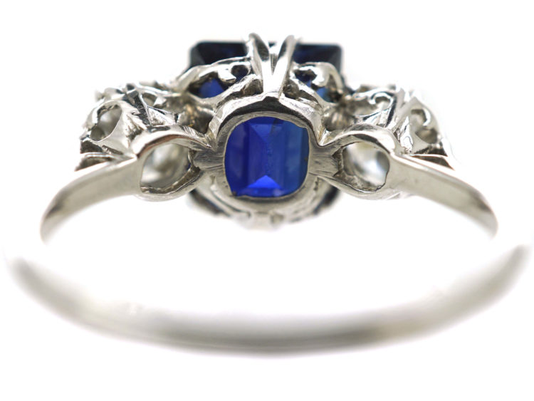 Art Deco Platinum, Sapphire & Diamond Three Stone Ring