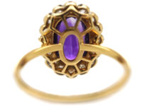 Edwardian 18ct Gold & Platinum, Siberian Amethyst & Diamond Oval Cluster Ring