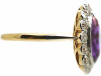 Edwardian 18ct Gold & Platinum, Siberian Amethyst & Diamond Oval Cluster Ring