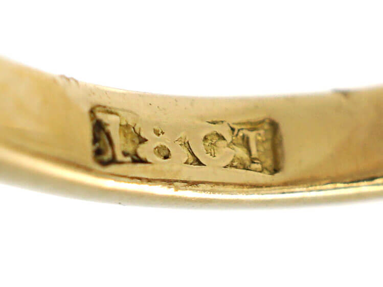 Edwardian 18ct Gold Moonstone Ruby & Diamond Heart & Arrow Ring