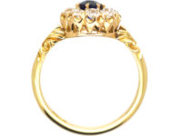 Edwardian 18ct Gold Sapphire & Diamond Cluster Ring