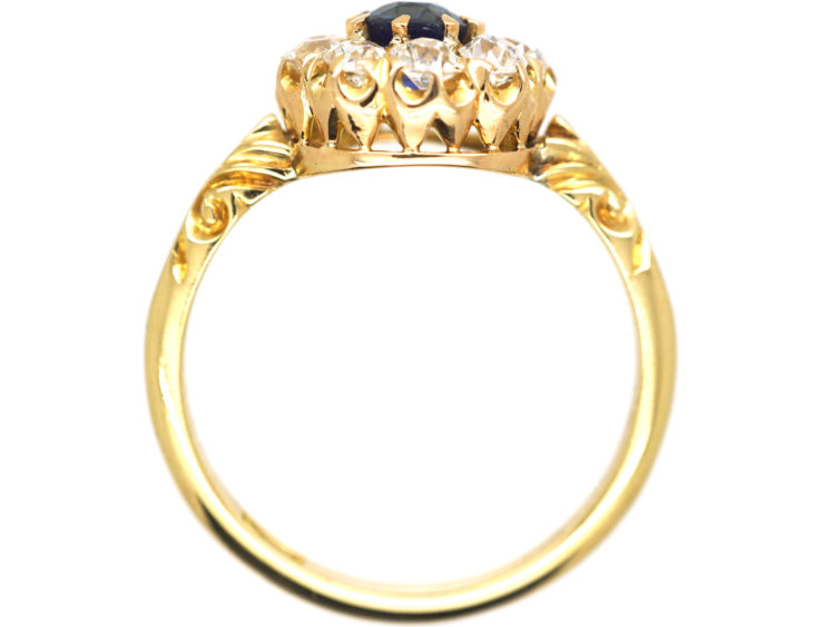 Edwardian 18ct Gold Sapphire & Diamond Cluster Ring