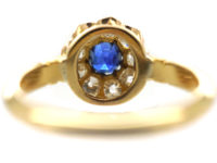 Edwardian 18ct Gold Sapphire & Diamond Cluster Ring