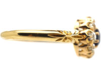 Edwardian 18ct Gold Sapphire & Diamond Cluster Ring