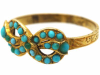 Early Victorian 15ct Gold & Turquoise Bow Ring