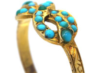 Early Victorian 15ct Gold & Turquoise Bow Ring