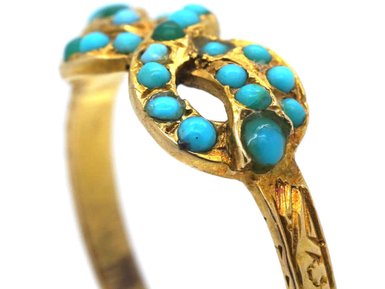 Early Victorian 15ct Gold & Turquoise Bow Ring