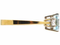 18ct Gold Rectangular Cut Aquamarine & Diamond Ring
