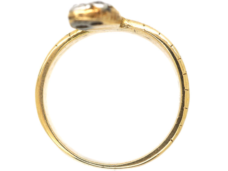 Edwardian 18ct Gold, Platinum & Rose Diamond Snake Ring