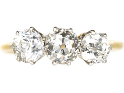 Art Deco 18ct Gold & Platinum Three Stone Diamond Ring