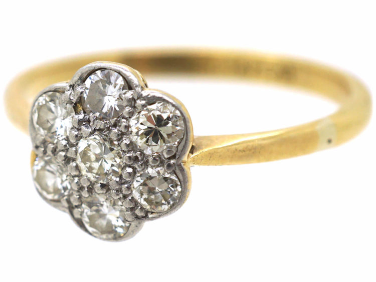 Edwardian 18ct Gold & Platinum, Diamond Cluster Ring
