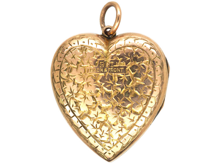 Edwardian 9ct Gold Back & Front Heart Shaped Locket