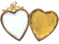 Edwardian 9ct Gold Back & Front Heart Shaped Locket with Swallow Motif