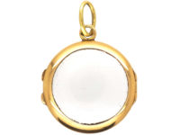 French 18ct Gold Round Double Sided Crystal Locket