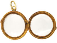 French 18ct Gold Round Double Sided Crystal Locket