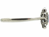 Art Deco Platinum Sapphire & Diamond Square Ring