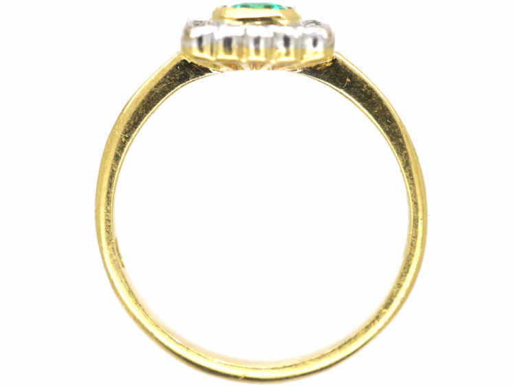 18ct Gold, Emerald & Diamond Rectangular Ring