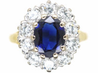 18ct Gold, Sapphire & Diamond Oval Cluster Ring