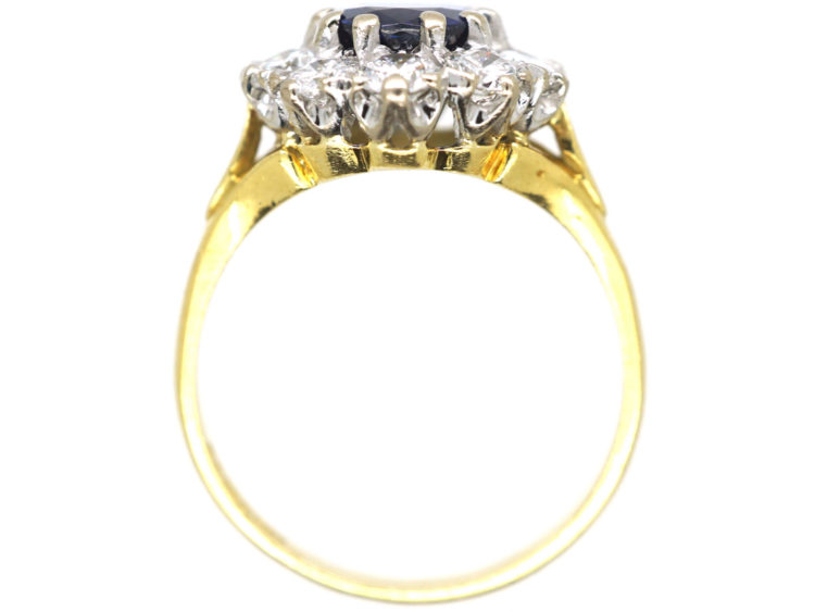 18ct Gold, Sapphire & Diamond Oval Cluster Ring