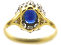 18ct Gold, Sapphire & Diamond Oval Cluster Ring