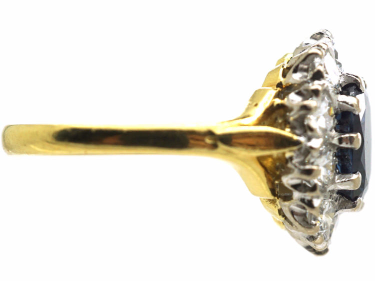18ct Gold, Sapphire & Diamond Oval Cluster Ring