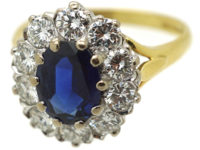 18ct Gold, Sapphire & Diamond Oval Cluster Ring
