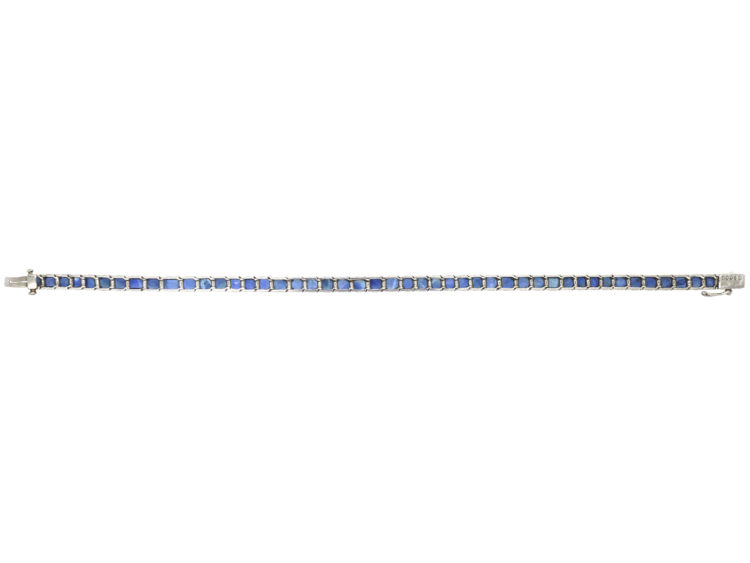 French Art Deco 18ct White Gold, Sapphire Line Bracelet