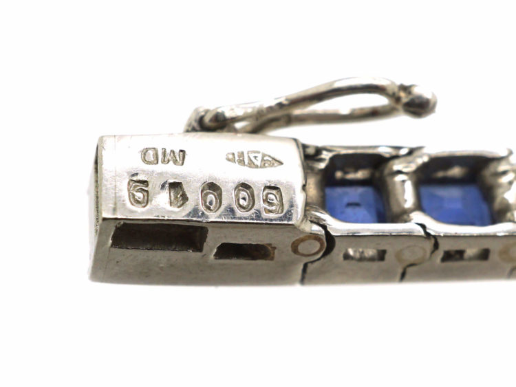 French Art Deco 18ct White Gold, Sapphire Line Bracelet