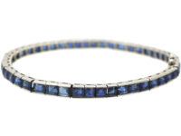 French Art Deco 18ct White Gold, Sapphire Line Bracelet
