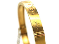 Victorian 9ct Two Colour Gold Bangle with Flower Motif
