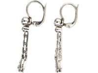 Art Deco 18ct White Gold & Diamond Drop Earrings