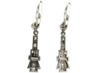 Art Deco 18ct White Gold & Diamond Drop Earrings