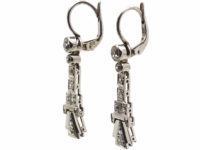 Art Deco 18ct White Gold & Diamond Drop Earrings