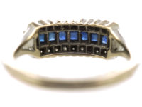 18ct White Gold, Sapphire & Diamond Three Row Ring
