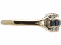 18ct White Gold, Sapphire & Diamond Three Row Ring