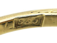 Art Deco 14ct Gold & Platinum & Diamond Three Stone Diamond Ring with Rose Diamond Detail