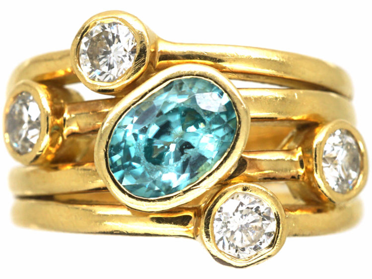 18ct Gold Aquamarine & Diamond Ring from the Raindance Collection by Boodles