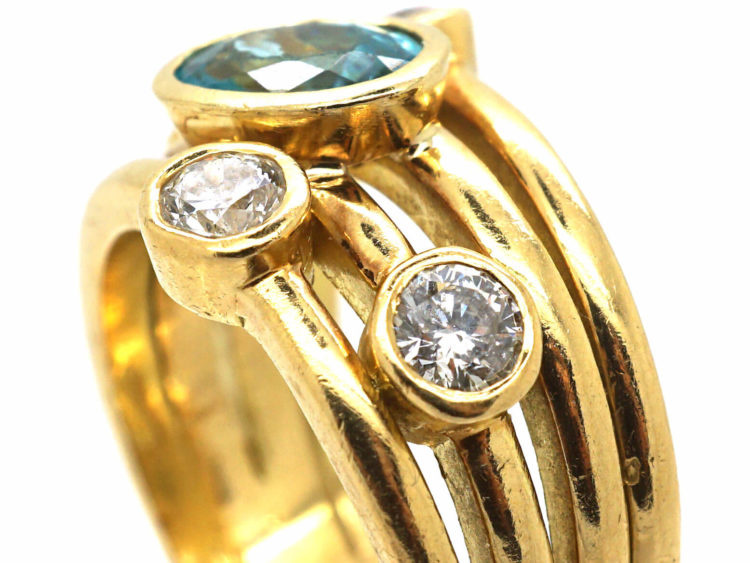 18ct Gold Aquamarine & Diamond Ring from the Raindance Collection by Boodles