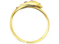 Victorian 18ct Gold Snake Ring set with Diamonds with Ruby Eyes