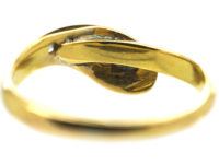 Victorian 18ct Gold Snake Ring set with Diamonds with Ruby Eyes