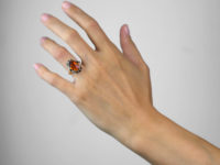 Art Deco 18ct Gold & Platinum, Madeira Citrine, Onyx & Rose Diamond Ring