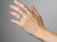 Art Deco 18ct Gold & Platinum, Two Stone Diamond Crossover Ring