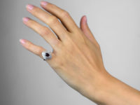 14ct White Gold Baguette Diamond & Ruby Ballerina Ring