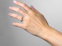 Art Nouveau 18ct Gold & Diamond Three Stone Crossover Ring