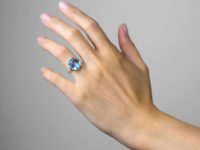Art Deco 14ct White Gold, Aquamarine & Diamond Ring
