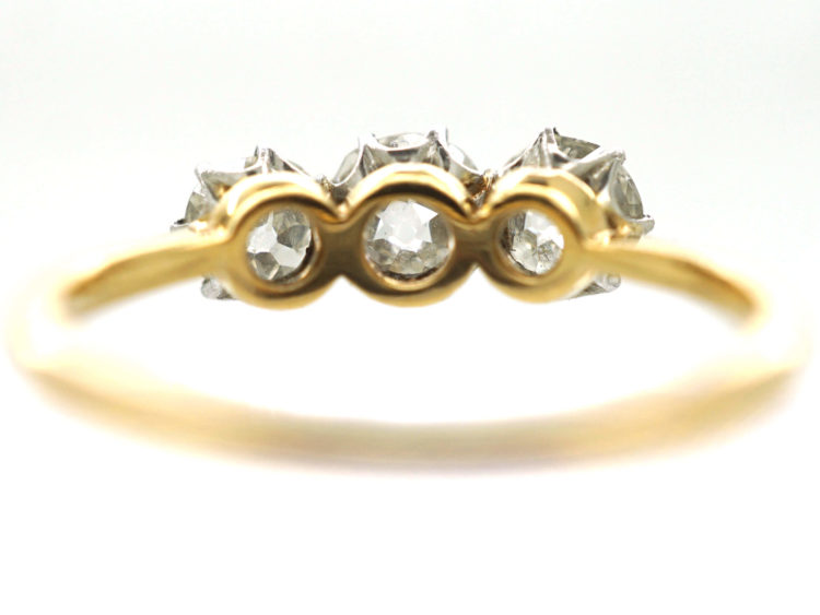 Art Deco 18ct Gold & Platinum Three Stone Diamond Ring