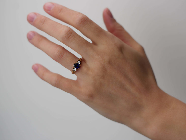 Edwardian 18ct Gold, Sapphire & Diamond Three Stone Ring